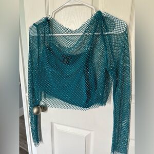 Teal Mesh Women's Top
